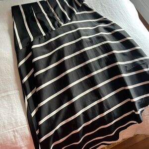 Who What Wear Black and White Midi A-Line Skirt